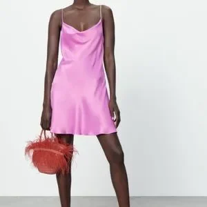 Zara satin rhinestone dress